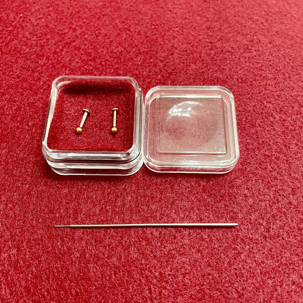 Bvla 14k Solid Gold Threadless Bead Ball Set With… - image 1